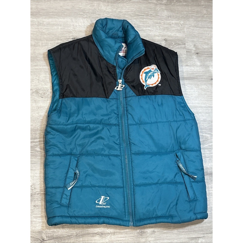 Vintage Logo Athletic NFL Miami Dolphins Embroidered Puffer Vest Sz M‎ 10-12